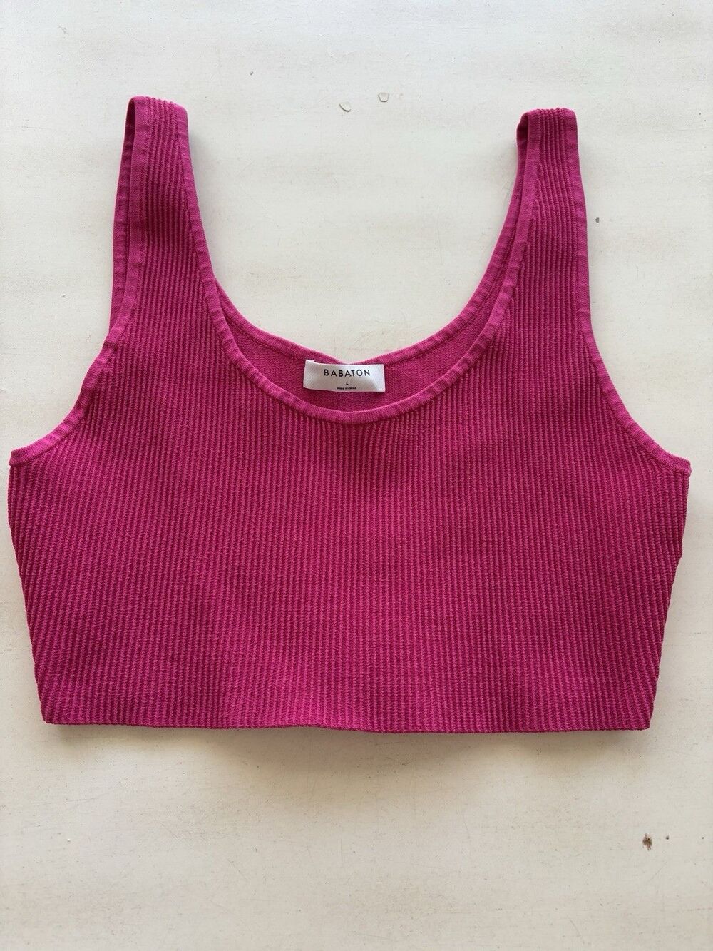 Aritzia Babaton Sculpt Knit Scoopneck Cropped Tank Top Hot Pink Size Large